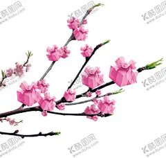 中国风水墨花卉PNG免扣 【酷图网】古风,创意,礼物,新春,新年,水彩,花卉,海棠花,樱花,桃花,工笔画,点缀,装饰,前景,免抠,合成,素材,梅花,花朵,树枝,枝头,手绘,海报,设计,插画,插图,明信片,冬日,冬季,春天,背景,