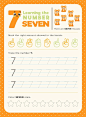 Number 7 worksheet template Free Vector