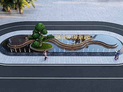 现代水景 入口水景 镜面水景 喷泉涌泉 树池水景 跌水景 叠水【ID:1139509584】