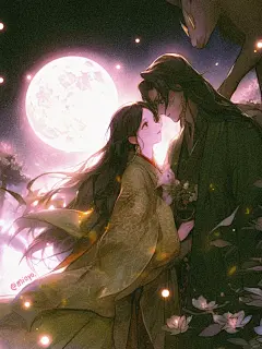 《月下》|国潮&amp;国风插画|古风七夕情头