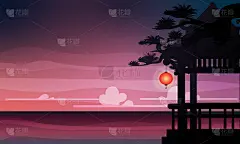 中国馆暮景背景