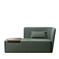 Velour Green Chaise Longue with Tray- Right - La Cividina