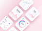 手表OS-浅色主题粉色蓝色模糊圆形设计干净的颜色数字应用程序应用程序健康UX UI最小阴影白色渐变图手表OS手表