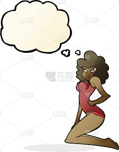 卡通海报女郎与思想泡泡