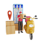 Fast delivery by scooter 3D Illustration