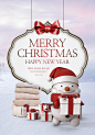 可爱雪人 衣服 丝带礼物 蝴蝶结卡片 圣诞海报设计PSD ti381a4508