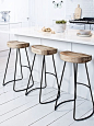 A contemporary twist on our bestselling Weathered Oak Stool, this stylish high stool features natural oak seat which has been carefully carved for your comfort and a sturdy iron frame. With a handy iron rung to rest your feet, this robust stool combines c