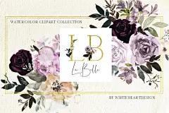 手绘水彩秋天浪漫花卉植物设计素材  La-Belle-Watercolor-Floral-Clipart #2876711-设计元素-@美工云(meigongyun.com)