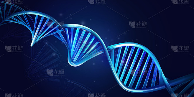发光的DNA链在黑暗的背景下。