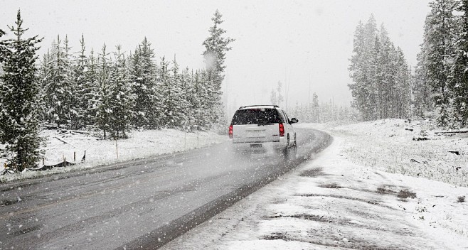 雪, 路, 冬天, 车, 攀登, 公路旅...