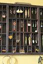 Printers Drawer Jewelry Dispaly by bluebirdheaven: Made of a vintage printer drawer. $116  #Jewelry_Holder #Printers_Drawer #bluebirdheaven #Upcycle