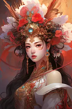 国粹京剧美女国潮京剧戏曲女孩人物插画