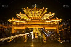 亭台楼阁,夜晚,建筑,传统,江南,特色服装,池塘,纸灯笼,灯,自然美