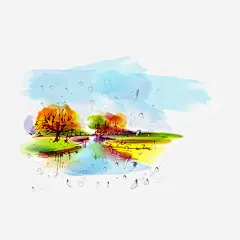 梦幻水彩手绘秋景插画免抠素材_新图网 https://ixintu.com 手绘 插画矢量素材 梦幻 水彩 秋景