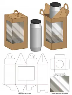 开天窗透明产品包装盒刀版展开图模板矢量图设计素材