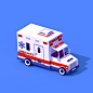 Low Poly Ambulance Car : My third Low Poly Car for Portfolio and game project)I am inspired concepts of this cool guy ! Please, check his work's!) https://www.behance.net/gallery/34118703/vektornye-mashinki#comments