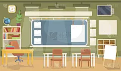 教室,绘画插图,空的,矢量,大学,平坦的,平衡折角灯,会堂,格子间,小学