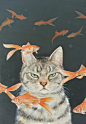 おちょぴ | 金魚と猫 | thisisgallery | 好きなアーティストが見つかるアート購入・販売サイト