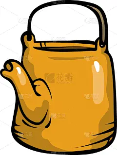 钢铁,黄色,金属,彩色图片,黑色,把手,壶,茶,饮料,热