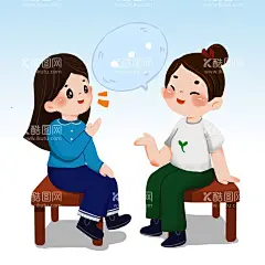  卡通闺蜜   - 源文件下载【酷图网】手绘,卡通闺蜜,谈心,聊天,谈话,说话,场景