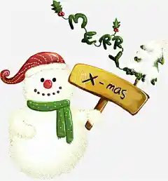 举牌手绘雪人动漫人物