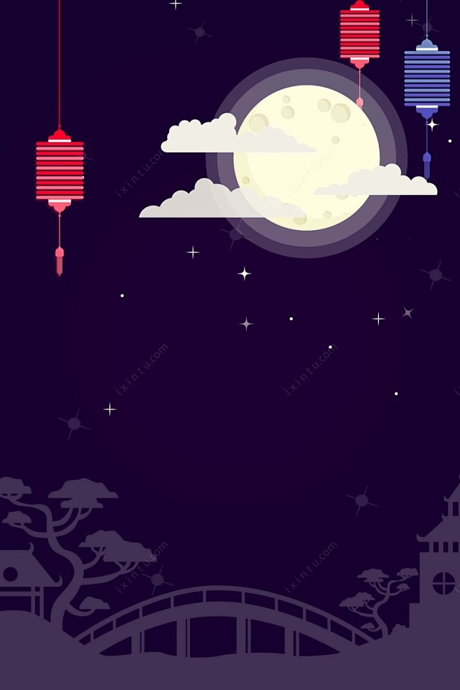简约扁平中秋佳节海报矢量背景高清素材 中...