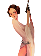 #插画# #卡通# #人物# #色彩# Princess Leia : Star Wars fan art.