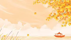 4k立秋秋天秋分银杏叶插画手绘秋天落叶黄色背景动态视频