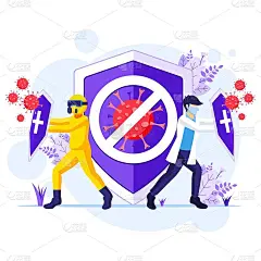 抗击病毒概念，医生和护士抗击Covid-19冠状病毒插图