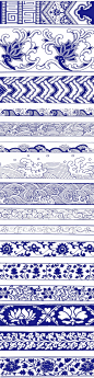中国风青花瓷简约古典花纹矢量素材