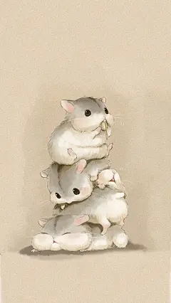 超可爱萌物仓鼠插画小清新手机壁纸 #仓鼠# #宠物#