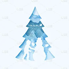 3d抽象蜡笔剪纸插画的男孩建造雪人。向量模板