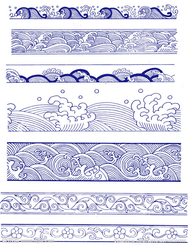 青花瓷纹样 水纹
