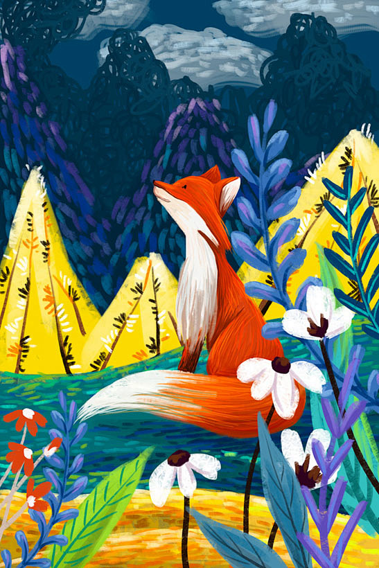 狐狸油画艺术插画