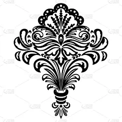 向量大马士革元素。孤立的锦缎中央剖开。古典奢华的老式锦缎装饰，皇家维多利亚纹理的壁纸，纺织品，包装