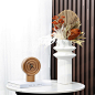 北欧双环白色陶瓷花瓶摆件客厅桌面插花高级感ins风花器2021新款