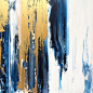 Large Abstract Painting 24x24 Gold White and Blue