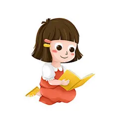 可爱的看书女孩卡通读书人物学习PNG素材