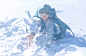 Anime 4591x3000 Pixiv anime anime girls Vocaloid Hatsune Miku long hair snow arms reaching coats ear muffs winter tears twintails rabbits