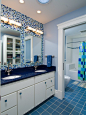 蓝色的浴室感觉真心清爽,浴室,洗漱间,蓝色