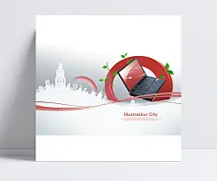 手提电脑和城市剪影|PSD分层素材,PSD素材,笔记本,彩虹,城市,城市剪影,城市建筑,红色线条,红色圆环,简单插画,建筑剪影,立体圆环,绿藤,绿叶,手提电脑,卫星,圆环,商务金融,矢量素材,科技图片,现代科技