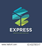 Express logo. Delivery logo. Colorful box logo. Transport logo. Package logo