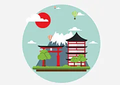 日本风格建筑富士山_新图网 https://ixintu.com 日本 风格 建筑 富士山 扁平化
