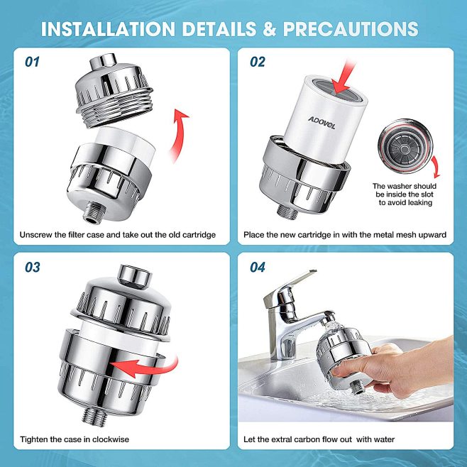 ADOVEL Universal Shower Filter Replacement Cartridge, 15 stage, High