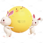 中秋节3D立体月亮兔子元素