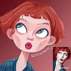 插画-手绘人物 头像@喵呜丸子收集_花瓣 如何画出欧美风格的插画人物？如何将照片转插画漫画风格？   欧美人物插画￿730106627.jpg