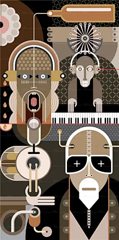 波普风格扁平化立体毕加索海报抽象涂鸦EPS AI矢量图设计素材图案-淘宝网