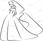 抽象的轮廓插图，一个年轻优雅的新娘穿着衣服