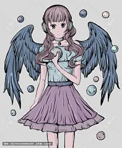 天使 插画 女孩 手绘 卡通 卡通女孩 插画女孩 人物插画 女孩漫画 女孩插画 手机壳图案 美少女漫画 美女ip 天使女孩 饰品图案            