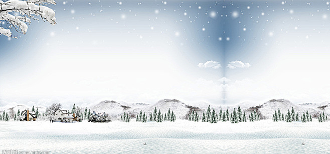 冰雪,松树,雪花,海报banner,卡通...